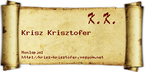 Krisz Krisztofer névjegykártya